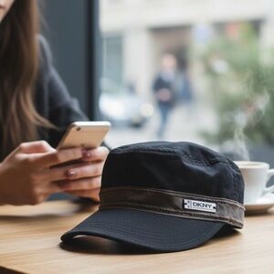 DKNY Black Gray Cadet style Cap